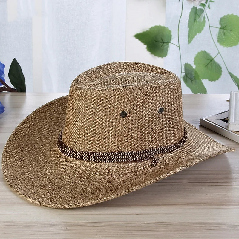 Spring Autumn Wide Brim Solid Color Men Jazz Hat Unisex Sun Protection Outdoor Women Top Hat Cowboy Cap