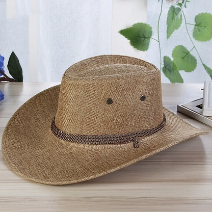 Spring Autumn Wide Brim Solid Color Men Jazz Hat Unisex Sun Protection Outdoor Women Top Hat Cowboy Cap