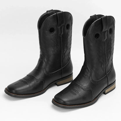 Bottes western rétro brodées pour homme
