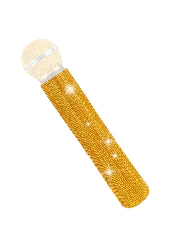 Housse de microphone en strass scintillants, manchon décoratif pour micro sans fil, doré, argent, rouge, pour discothèque, scène, fête, émission de télévision
