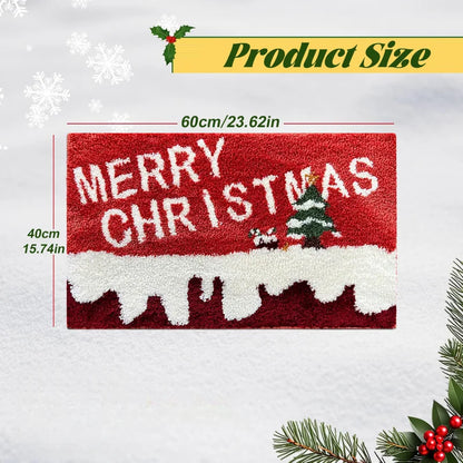 Tapis de porte de noël rouge, père noël, extérieur, intérieur, bonhomme en pain d'épice, nouvel an, joyeux noël, décoration de tapis de pied pour la maison