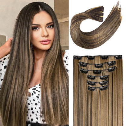 Clip In Hair Extensions Hair Extensions Thick Long Lace Weft Lightweight Synthetic Hairpieces For Women