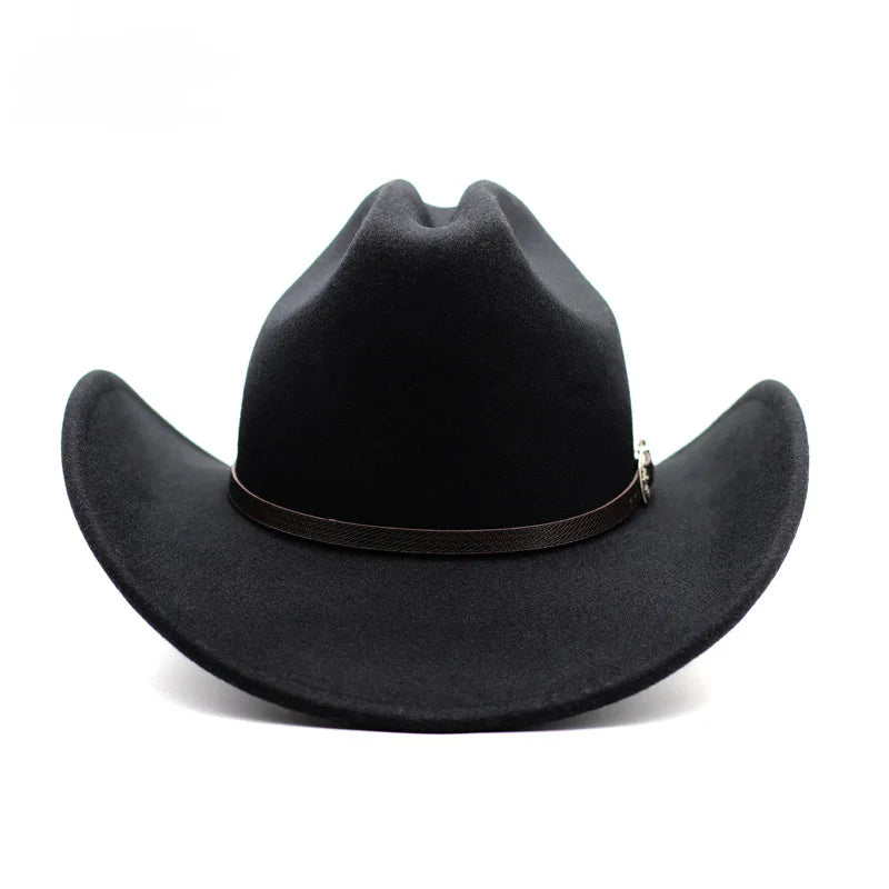 Chapeau de cowboy occidental vintage pour hommes, casquette de jazz de cowgirl avec cloche en cuir à large bord, chapeaux de Sombrero d'église pour homme