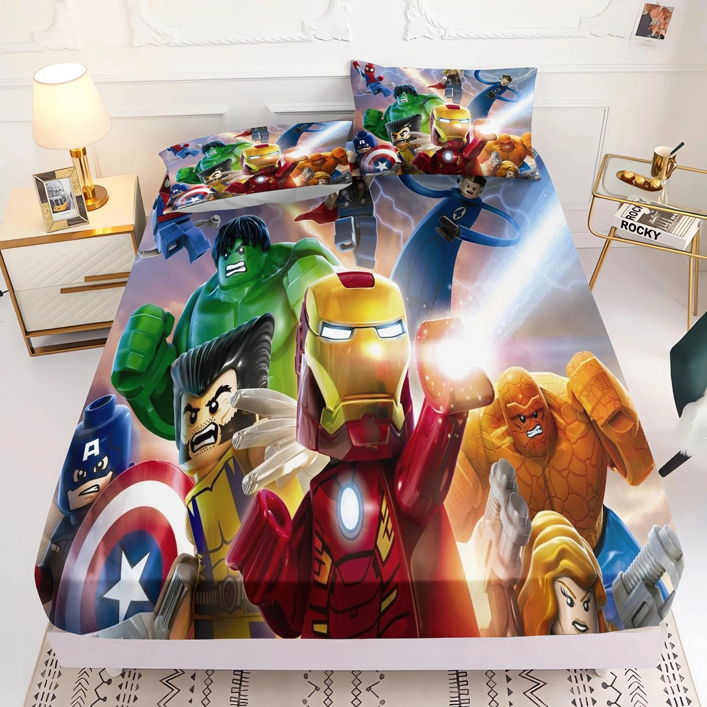 Marvel's Avengers 2/3pcs Bedding Set Fitted Sheet Printed 100% Polyester Anime Home Decor Suitable For Children And Adults