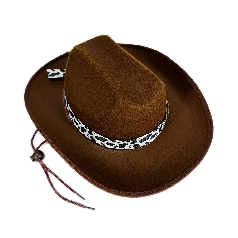 Children's Cowboy Hat, High-Quality Cowgirl Hat, Cow Print Jazz Hat, Festive for Festival, Western Themed Event, Party