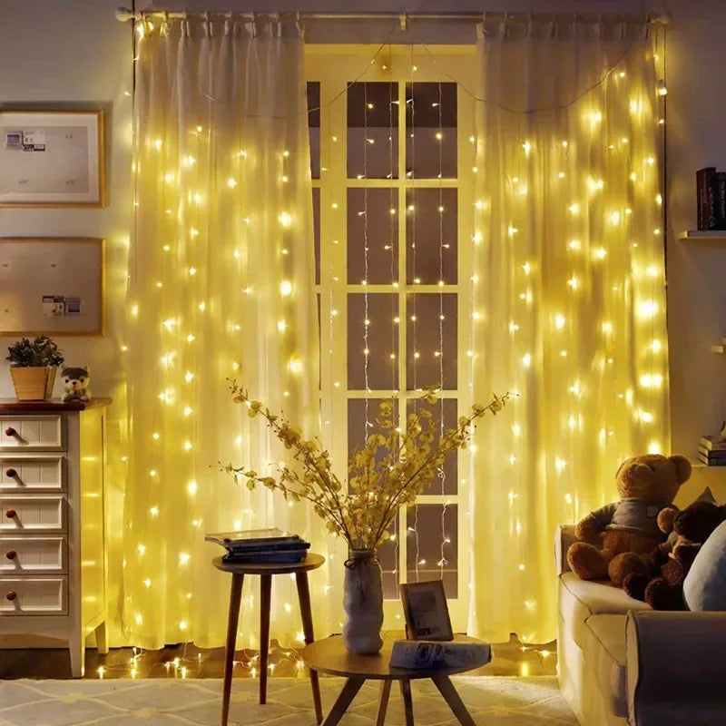 USB Curtain String Lights 8 Lighting Modes LED Light for Outdoor Garden Wedding Christmas New Year Home Decoration