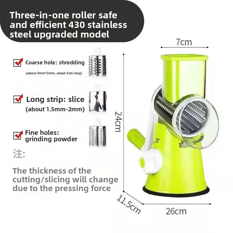Multifunctional vegetable cutter hand-cranked rotate grater three-in-one roller vegetable cutter vertical four-in-one slicer