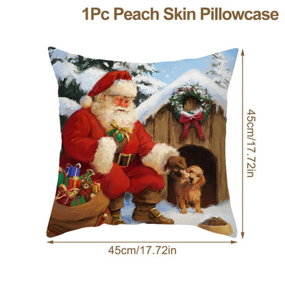 Housse de coussin de noël, père noël, décor de joyeux noël pour la maison, ornements de noël 2025, cadeaux de noël, nouvel an 2026