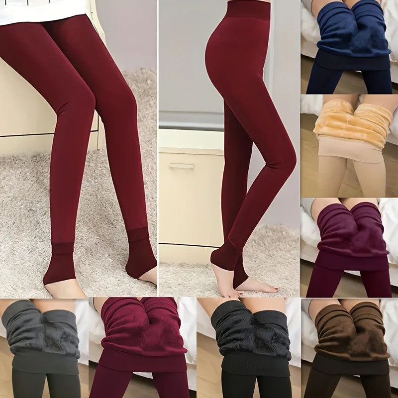 Collants confortables doublés de polaire pour femmes, Leggings chauds extensibles taille haute pour l'hiver, sous-vêtements thermiques épais et chauds