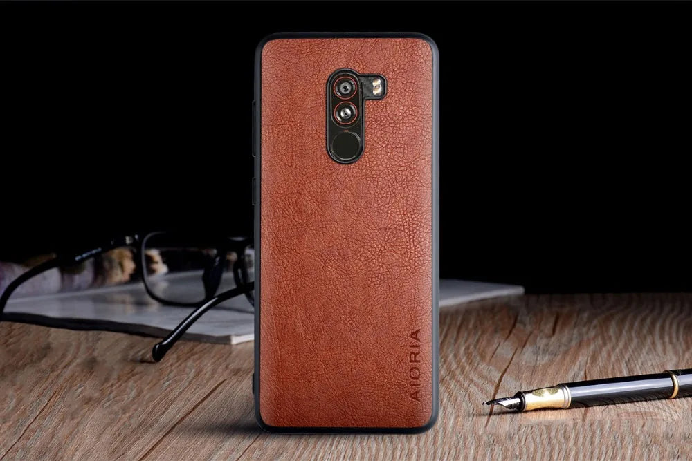 Case for Xiaomi Pocophone F1 funda luxury Vintage Leather skin coque with TPU soft hard cover for xiaomi pocophone f1 case capa