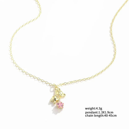 2024 Korean Fashion Cute Plush Bear Pendant Womens Necklace for Girls Female Bear Chain Necklaces Christmas Party Jewelry Set