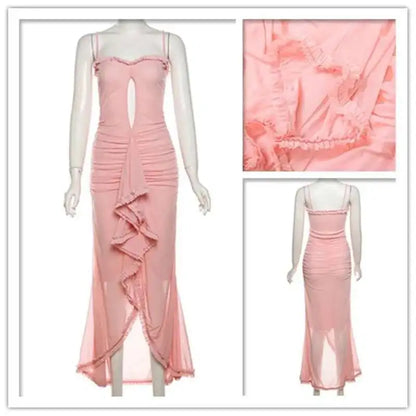 Avrilyaan Hollow Out Split Sexy Dress Women Irregular Elegant Evening Party Long Dresses Backless Bodycon Summer Dress Vestidos
