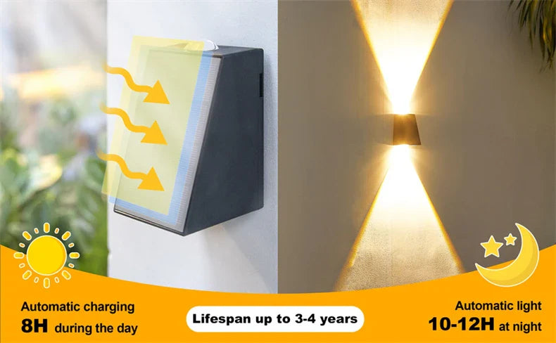 LED lumières solaires extérieur lampe murale à énergie solaire étanche décorations de jardin extérieur lumière du soleil pour rue balcon Villa lampe