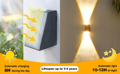 LED lumières solaires extérieur lampe murale à énergie solaire étanche décorations de jardin extérieur lumière du soleil pour rue balcon Villa lampe