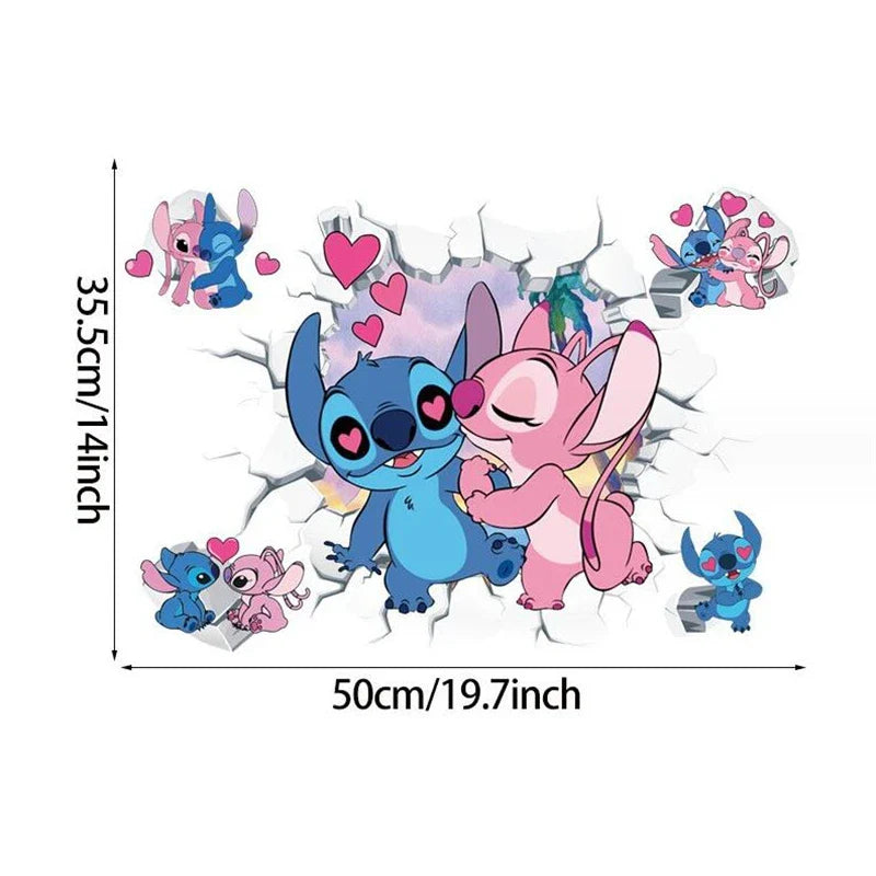 MINISO Autocollants Muraux Dessin Animé Lilo & Stitch pour Chambre d'Enfant, Maternelle, Salon, Chambre à Coucher, Décoration Murale, Poster Animé
