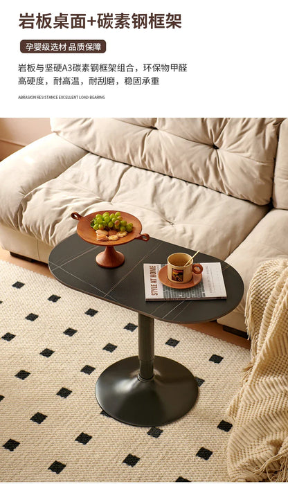 Nordic Wooden Lift Rotating Table, Bedside Table, Solid Rolling Computer Table, Carbon Steel Legs, Tea Table