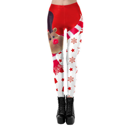 NADANBAO Merry Christmas Leggings for Woman Green White Stripe Pattern Pants Xmas Party Pants Girls Sexy Tights Fitness Workout