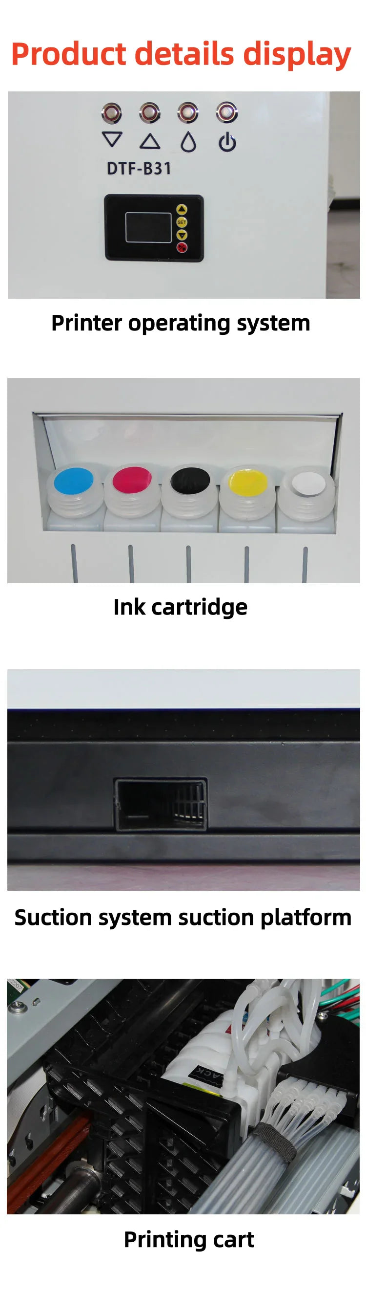 The white ink heat transfer printer is a micro-piezoelectric nozzle heat transfer printer that first colors and then white