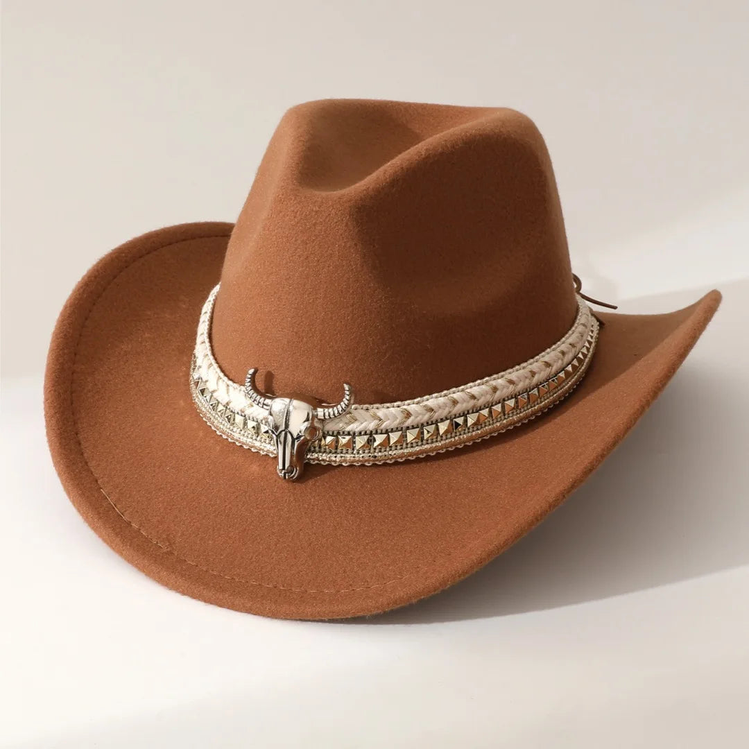 Chapeau de cowboy de style occidental, chapeau à bords roulés de style ethnique, chapeau de soleil, chapeau de jazz, chapeau de voyage en plein air, chapeau de cowboy à imprimé vache