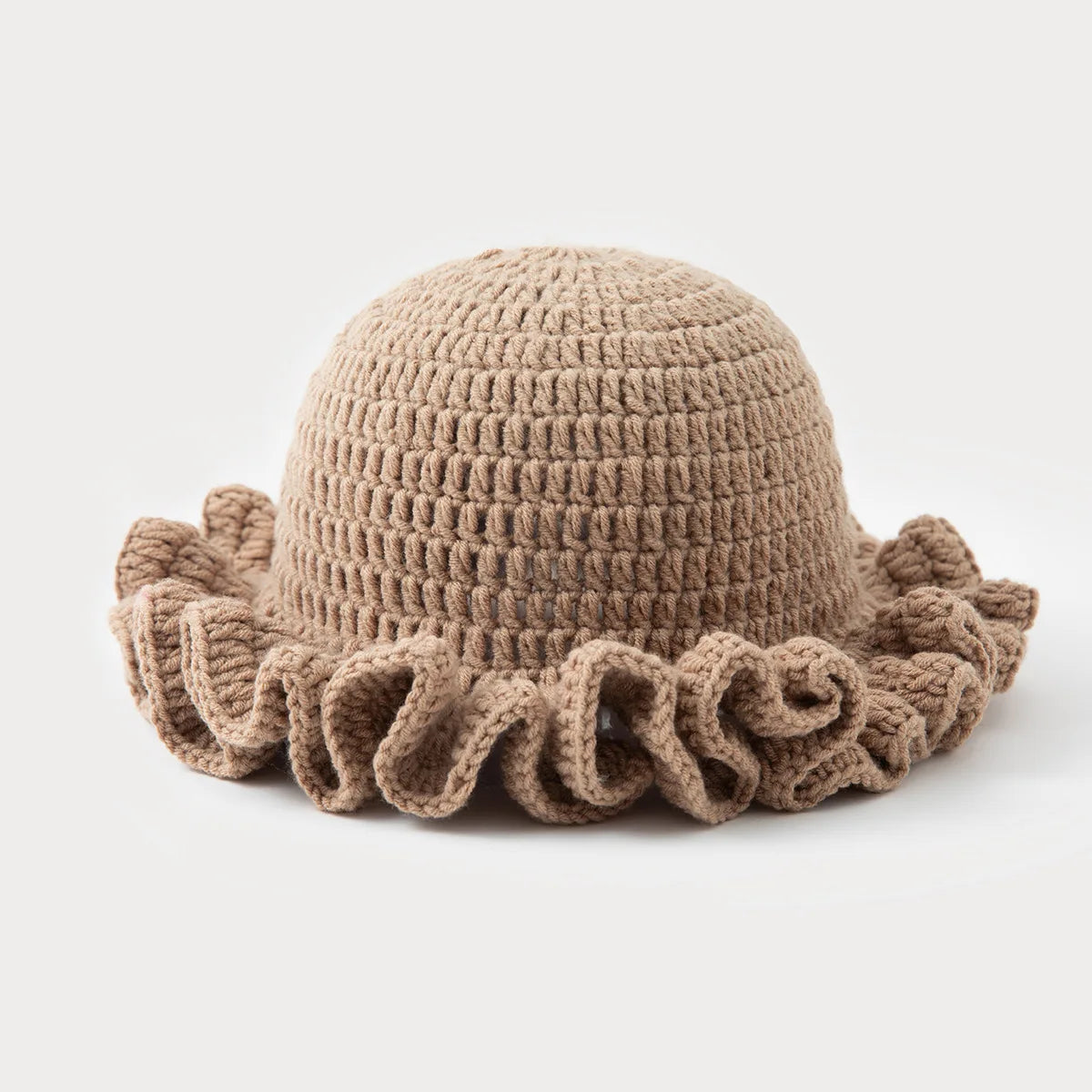 Chapeau seau à volants en Crochet coloré, chaud et extensible, en tricot, pour célébration du nouvel an, mode femme, bonnet fait à la main, outil tentacule