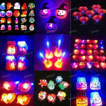 25pcs Broche Lumineux LED Clignotant Amour Fête Dessin Animé Badge Lumineux Cadeau Cosplay Noël Mariage Festival Halloween