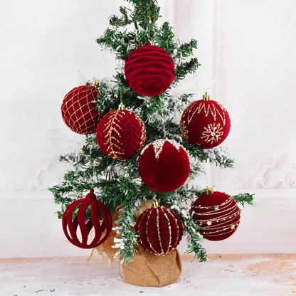 Grandes Boules de Noël Rouge de 8cm, Décorations pour la Maison, Cadeau de Nouvel An, 2024, 2025