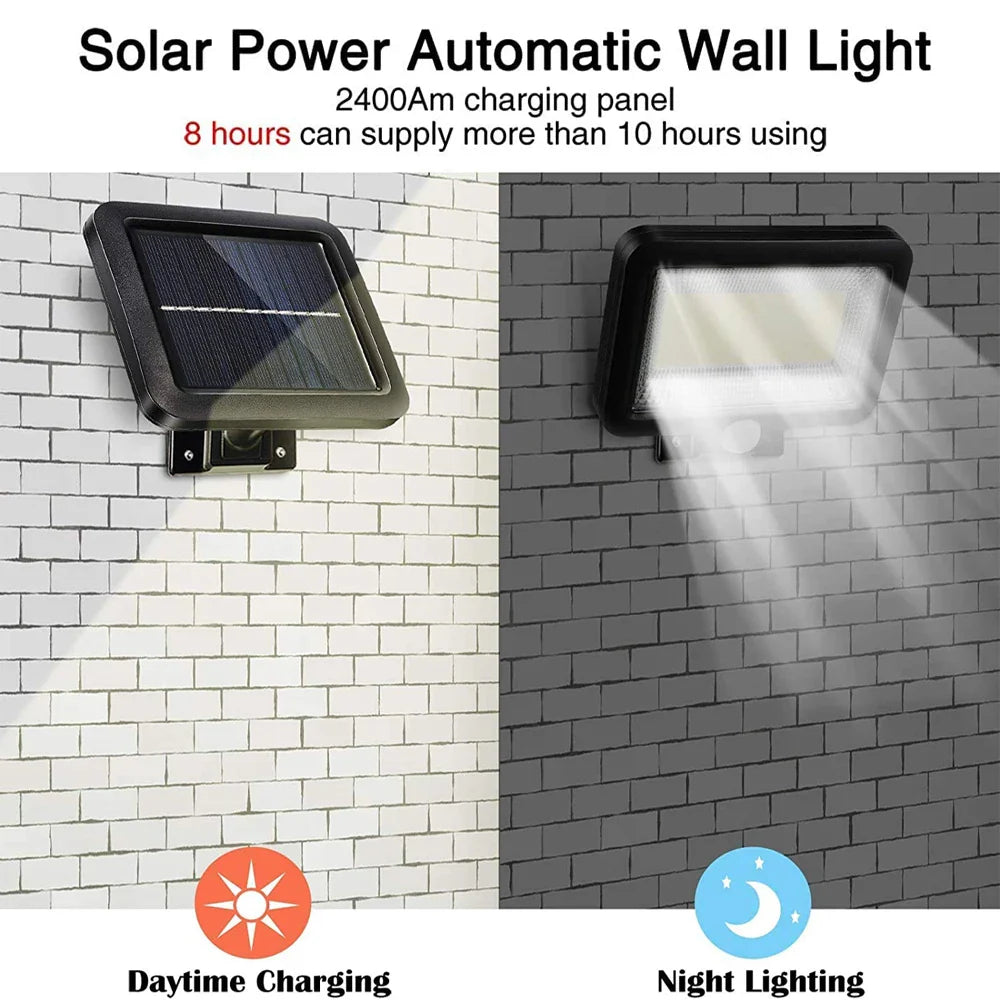 Applique Murale Solaire avec Capteur de Mouvement, Imperméable Conforme à la Norme IP65, Éclairage d'Extérieur à T-shirts d'Massage, Idéal pour un Jardin, une Cour, une Rue ou un Porche