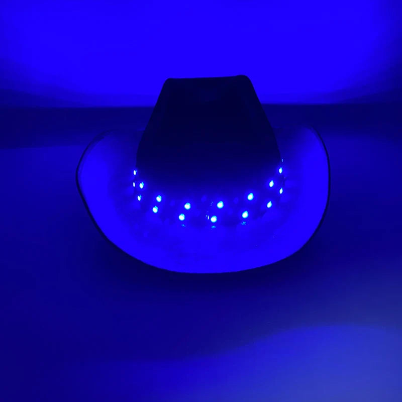 Chapeau de cowboy LED télécommandé pour femmes et hommes, chapeaux de cow-girl occidentaux, robe de l'ouest, vêtements de sauna scintillants pour Halloween, casquette unisexe, mode