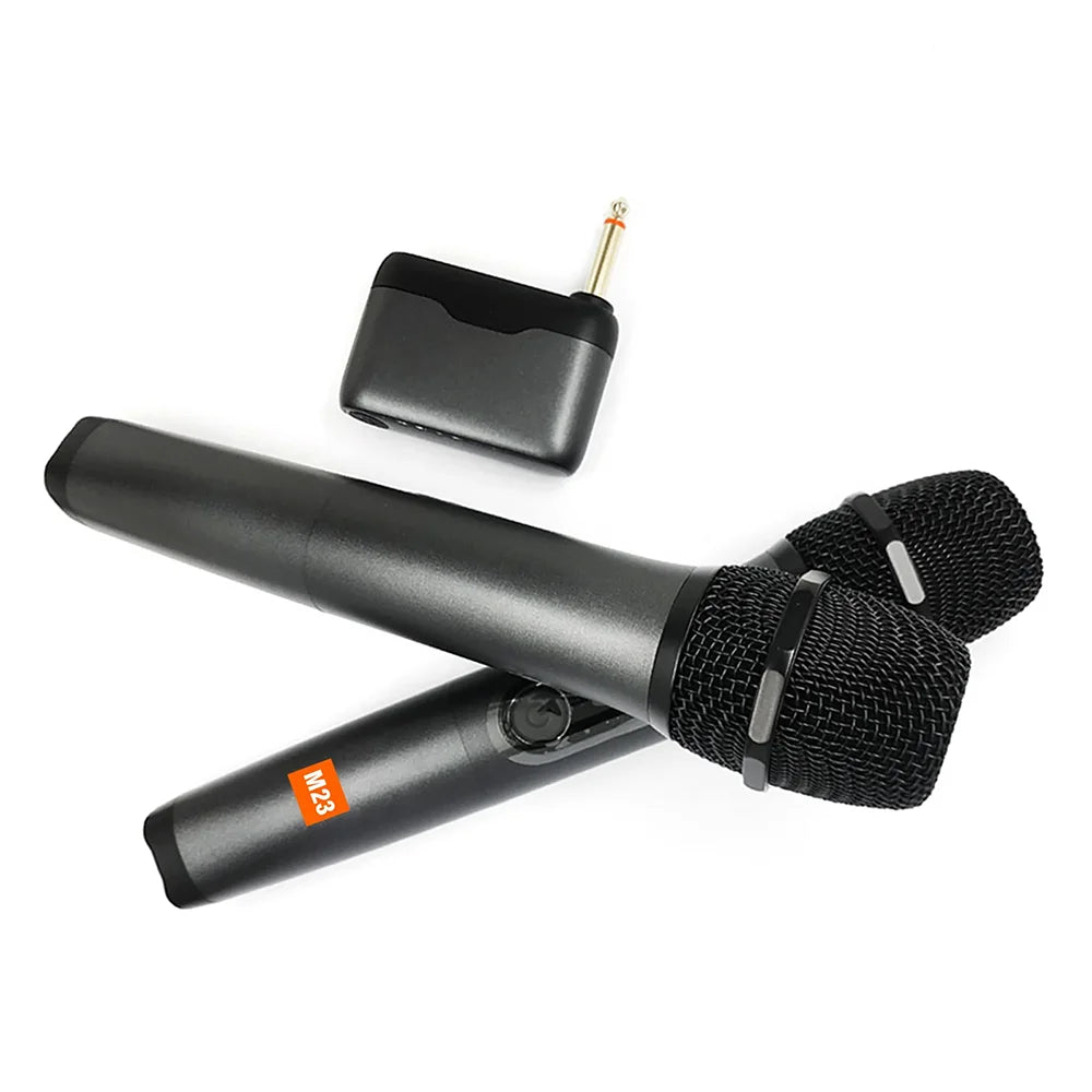 Microphone Wireless M23 UHF 2 Channel Karaoke System Built-in Lithium Battery Cordless Handheld Mic For Church Party Speaker