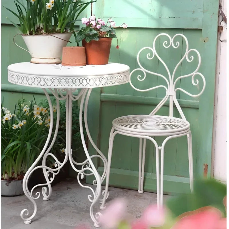 Table d'extérieur en fer européen, balcon de cour, table de terrasse, conception de dentelle, meubles de jardin, décoration de la maison, petite table basse