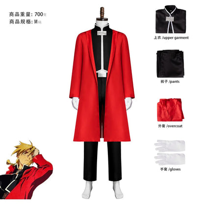 Anime Cos Fullmetal Alchemist Edward Elric Cosplay Costumes Red Outfit Halloween Christmas Uniform Custom Size Cosplay Costume