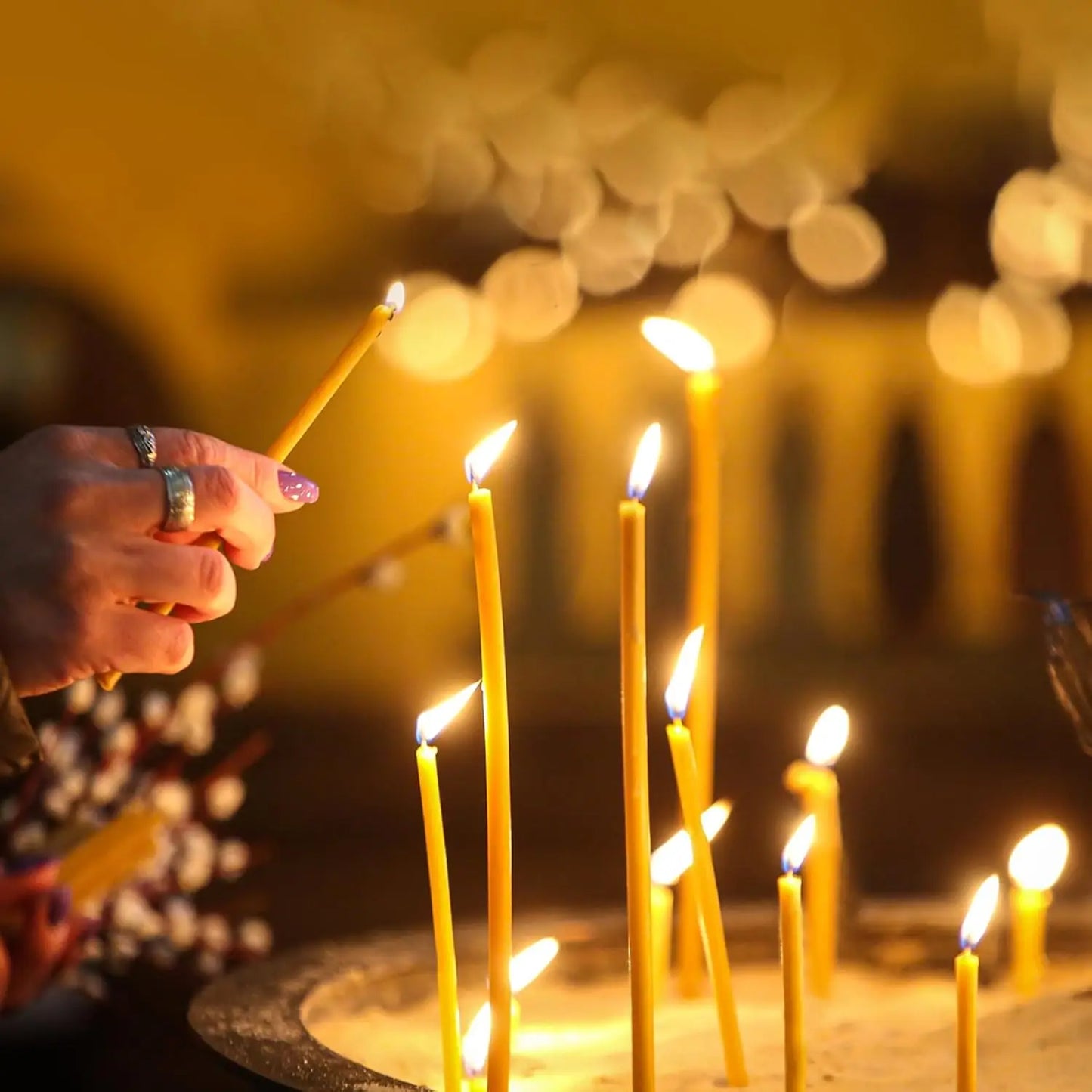 50/100Pcs Natural Beeswax Candle Decorative Hanukkah Candles Pure Beeswax Birthday Candle for Church Prayer Cake Christmas Party
