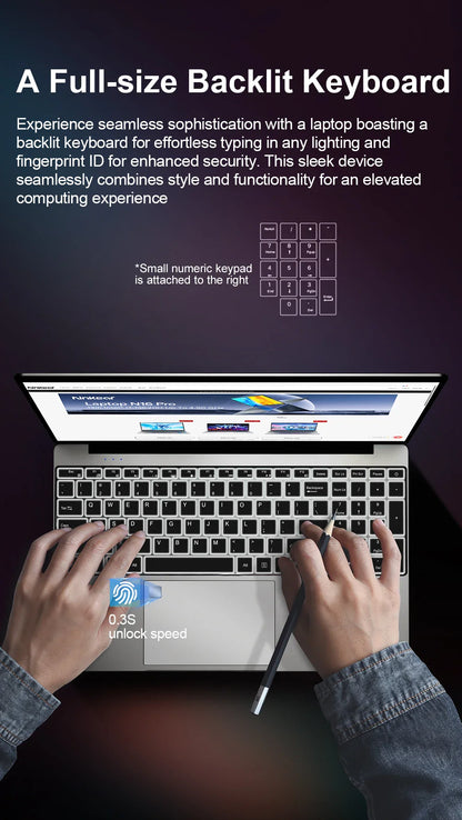 Ninkear N15 Air Laptop 15,6" IPS 1080P IPS Intel N95 3.4Ghz 12GB RAM 512GB SSD General Use Productivity Windows 11 pro Notebook