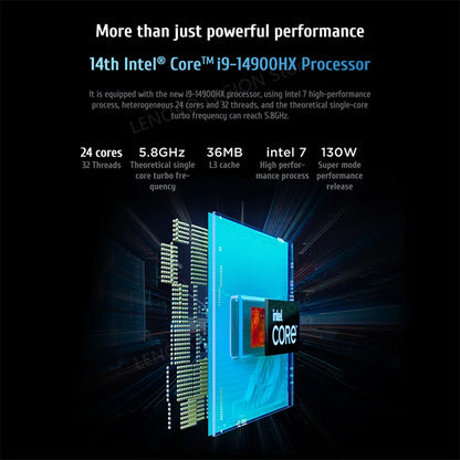 PC portable de jeu Lenovo Legion Y9000P Gaming E-Sports 2024 RTX 4060 Intel i9-14900HX 16" 16/32/64 Go de RAM 1/2 To SSD 2.5K 240 Hz