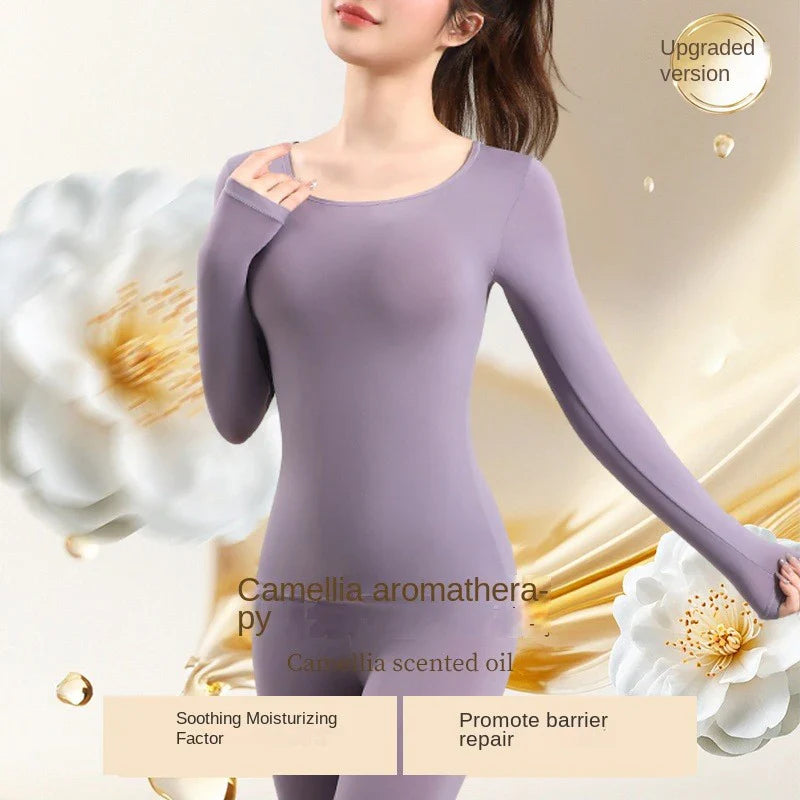 Chemises de soins de la peau à l'acide hyaluronique, appairage thermique d'hiver, sous-vêtements Ultra-fins à manches longues à haute élasticité, ensembles de couches de Base pour femmes