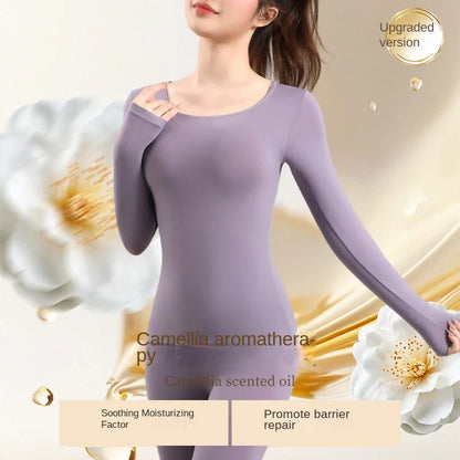 Chemises de soins de la peau à l'acide hyaluronique, appairage thermique d'hiver, sous-vêtements Ultra-fins à manches longues à haute élasticité, ensembles de couches de Base pour femmes