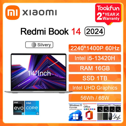 XIAOMI Redmi Book 14 2024 Laptop Intel i5 13500H RAM 16GB SSD 512GB 14"Inch 2.8K 120Hz Windows 11 Notebook Ultrabook Computer PC
