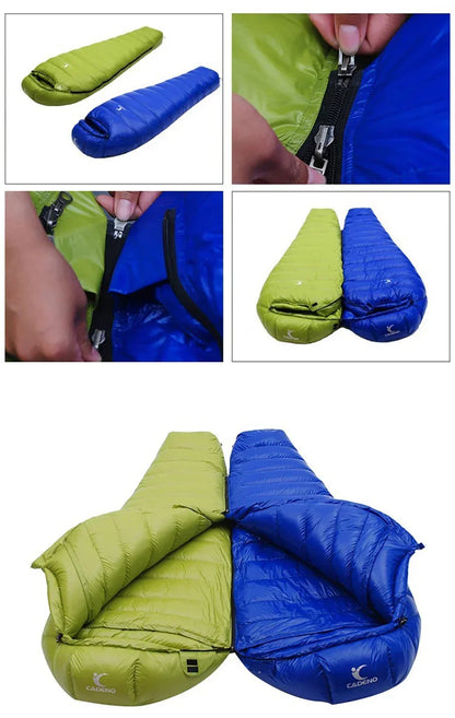 Outdoor Camping White Duck Down Sleeping Bag Ultralight Winter Autumn Adult Sleeping Bag Suitable for Travel Hiking Camping
