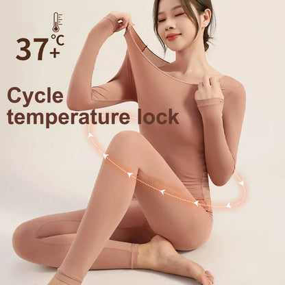 Women's Winter Thermal Underwear, Seamless, Ultra-thin, Single Layer, Shaping, Long Johns, Sexy Ladies Lingerie, L-XL