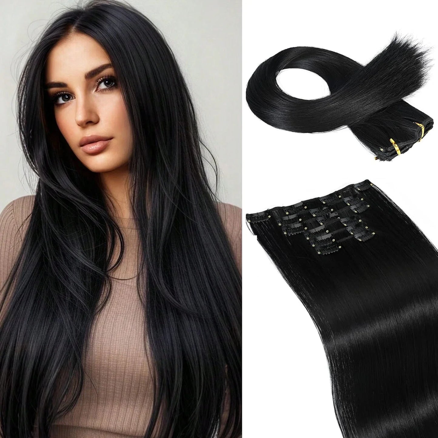 Clip In Hair Extensions Hair Extensions Thick Long Lace Weft Lightweight Synthetic Hairpieces For Women