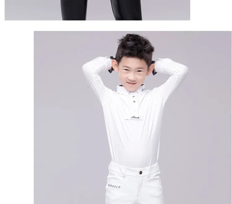 Equestrian Children's Spring and Autumn Summer Competition Short sleeved Long sleeved T-shirt