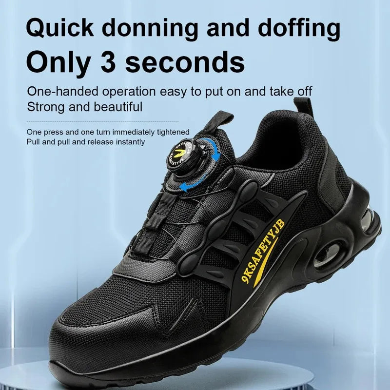 YIZHONCO Autumn Safety Shoes BOA Men Sneakers Steel Toe Cap Shoe Work Shoes Puncture-Proof Work Safety Shoes Boots