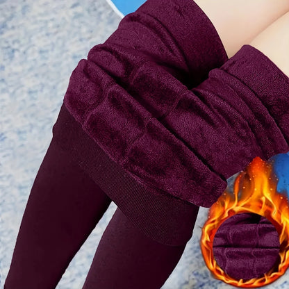 Collants confortables doublés de polaire pour femmes, Leggings chauds extensibles taille haute pour l'hiver, sous-vêtements thermiques épais et chauds
