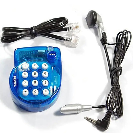 Mini téléphone fixe filaire Portable, avec casque, cadran à bouton, réposition rapide, petit téléphone pour conférence de bureau, bleu