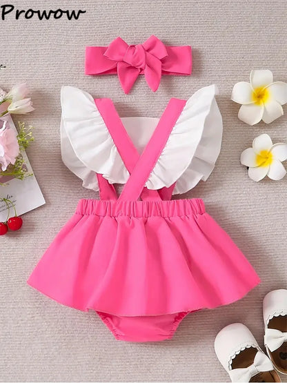 Vêtements bébé fille Prowow été lettre imprimée patchwork dos nu combinaison robe pour nourrissons nouveau-nés barboteuses robe