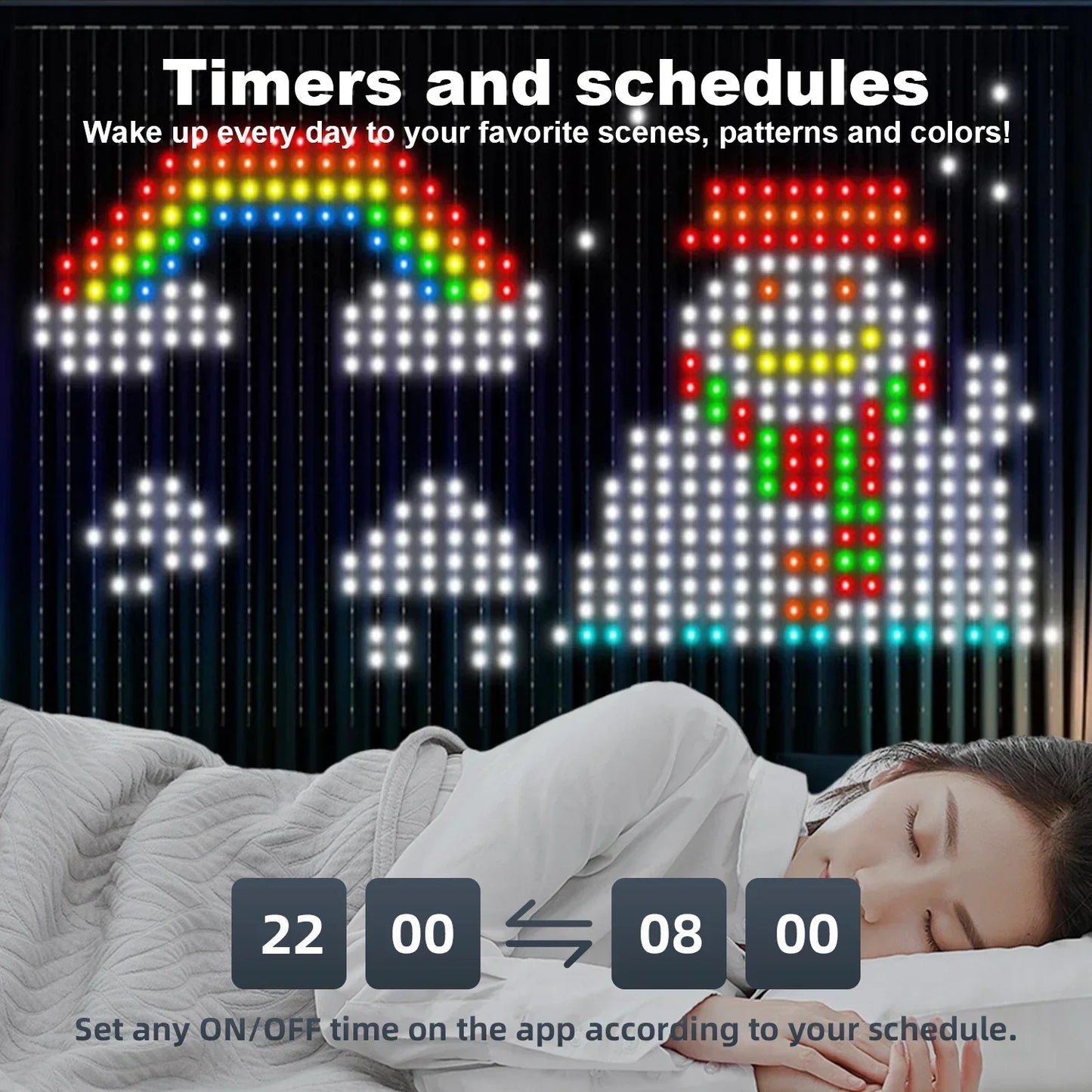 Rideau lumineux intelligent à 400led, application Bluetooth, guirlande lumineuse féerique RGB, bricolage, changement de musique, affichage pour fenêtre, décoration de chambre à coucher