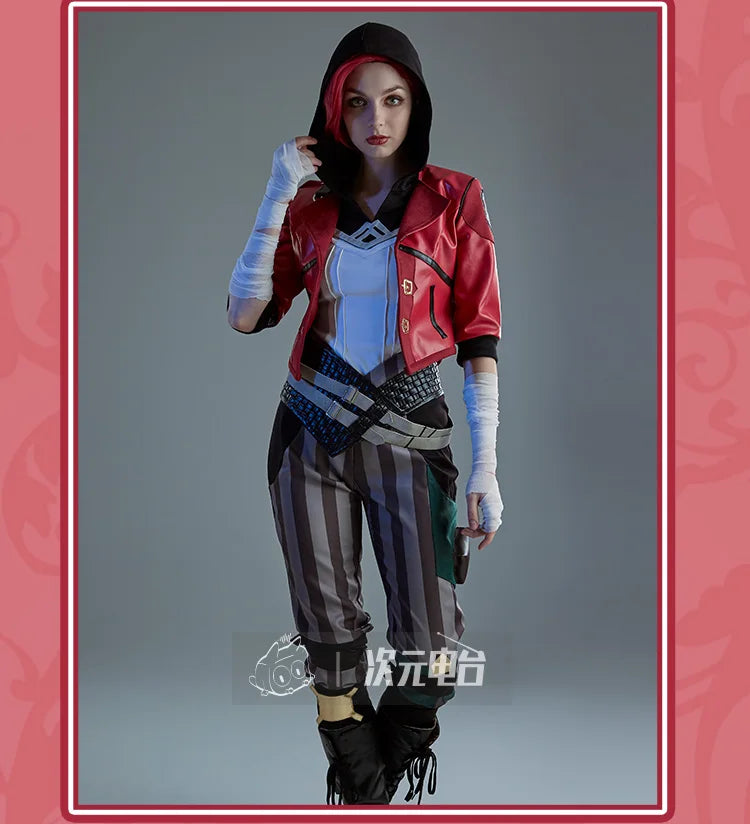Costume de cosplay LoL Arcane Vi, perruque, uniforme, chaussures, tenues, combinaison d'Halloween et de carnaval pour femmes et hommes, haute qualité