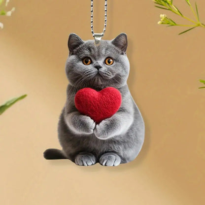 Pendentif Chat en Acrylique Décoration Suspendue avec Cordon Facile à Accrocher Breloque Ornement pour Rétroviseur Intérieur Accessoire Décoratif de Voiture 2D