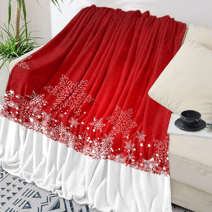 Christmas Snowflake Red Throw Blanket Portable Warm Blanket Blankets For Beds Home Decor Sofa Blanket