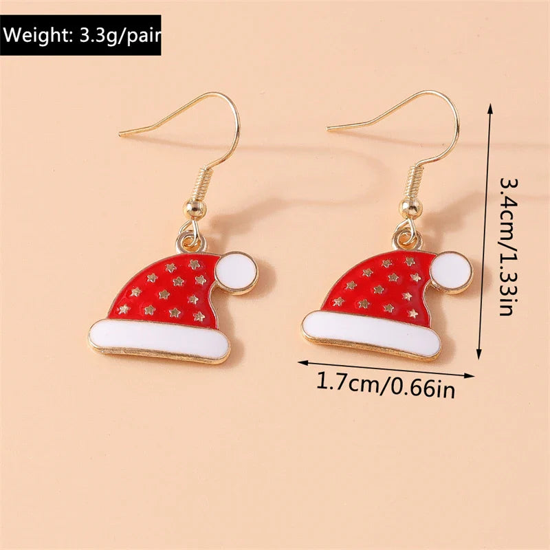Fashion Merry Christmas Tree Deer Snowflake Santa Claus Drop Earrings for Women Girls New Year Party Festival Jewelry Gifts